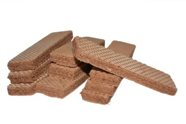 Beyaz arkaplanda izole çikolatalı gofret