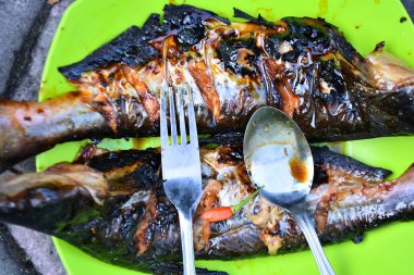 Sebze ve baharatlı ızgara balık.