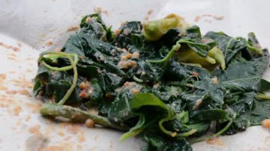 Lezzetli Asya yemeklerinin yakın görüntüsü