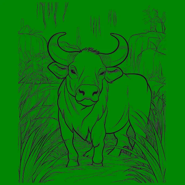 Wild Water Buffalo Színező Oldal — Stock Fotó