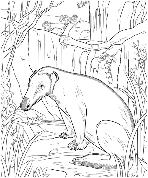 Anteater Στην Άγρια Σελίδα Χρωματισμού — Διανυσματικό Αρχείο
