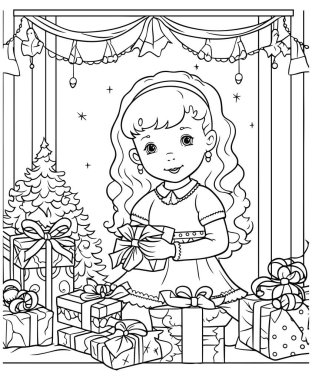 Hediye Rengi Sayfalı Noel Kızları