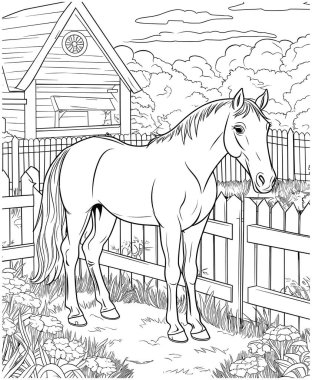 horse coloring page for adults