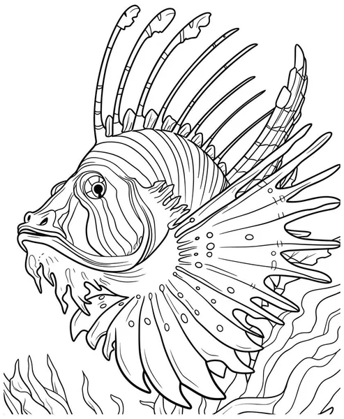 Διανυσματική Απεικόνιση Της Σελίδας Χρωματισμού Ένα Ψάρι — Διανυσματικό Αρχείο