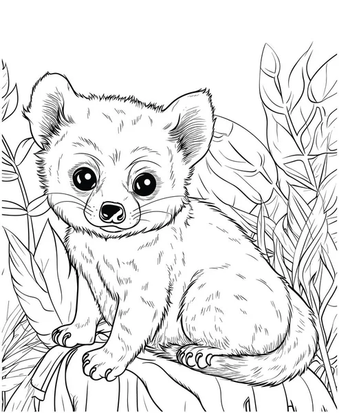 草の岩の上に座っている小さな動物 — ストックベクタ