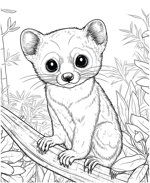 Malé Zvíře Sedící Větvi Džungli — Stockový vektor