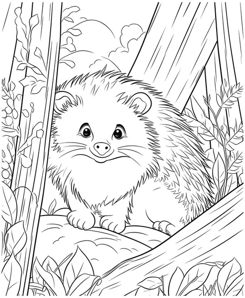 Καρτούν Χαριτωμένο Σκαντζόχοιρος Κάθεται Στο Δάσος Εικονογράφηση Διανύσματος — Διανυσματικό Αρχείο