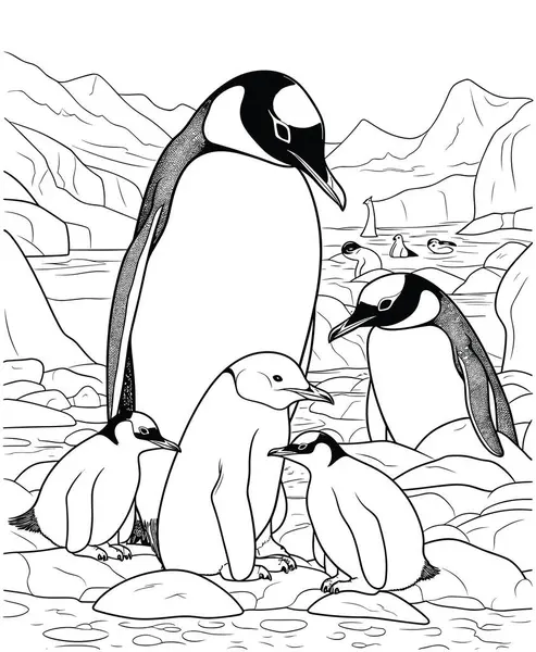 Página Para Colorear Ilustración Dibujos Animados Pájaros Bebé Lindo Agua — Vector de stock