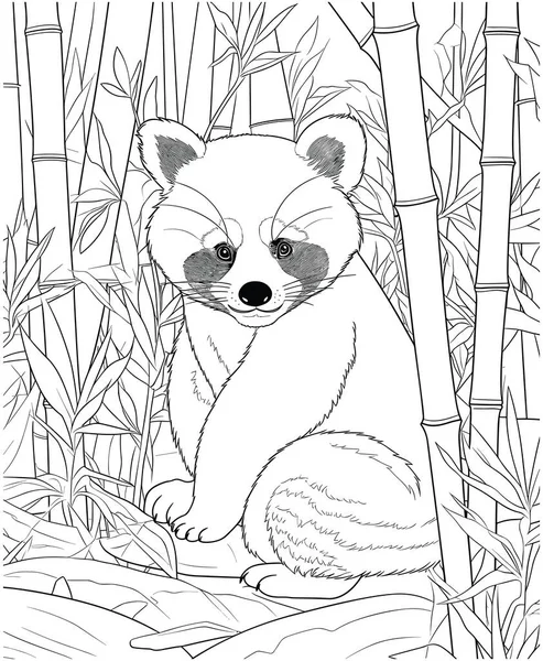 Vektor Illustration Von Niedlichen Kleinen Panda Bambuswald — Stockvektor