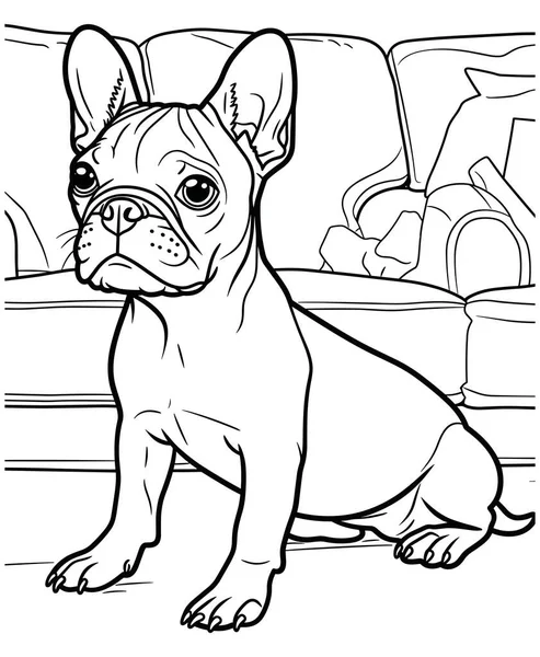 Bonito Desenho Animado Bulldog Francês Livro Colorir Vetores Vetores De Stock Royalty-Free