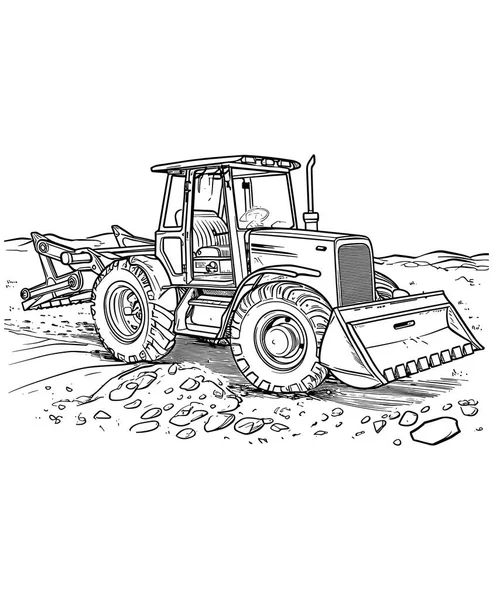 Ескіз Трактора Полі Стокова Ілюстрація