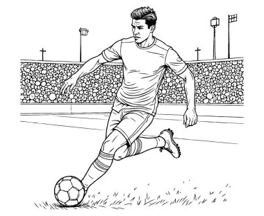Futbolcu iş başında. vektör illüstrasyonu