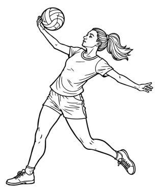Voleybol üniformalı kadın, el çizimi vektör çizimi