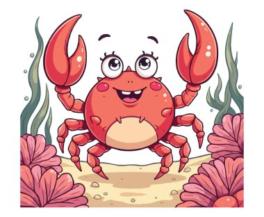 crab and sea shell illustration clipart