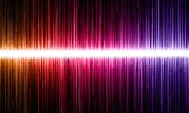 Karanlık bir arka planda çok renkli ses dalgası. Fütürist vektör elektronik müzik eşitleyicisinin soyut konsepti. Dalga biçimi frekansı, ses dalgası ses çizimi