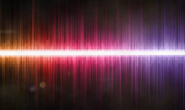 Siyah arkaplanda ikili kodlu renkli ritmik dijital ses dalgası. Ses dalgasının şekli. dijital bilgi