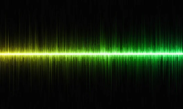 Gelombang Suara Berosilasi Dengan Cahaya Hijau Latar Belakang Teknologi Abstrak — Stok Foto