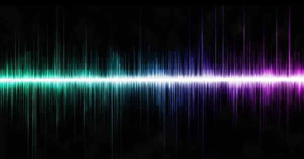 Ritmik Dijital Ses Dalgası Siyah Arka Planda Üçüncül Kod Ses — Stok fotoğraf