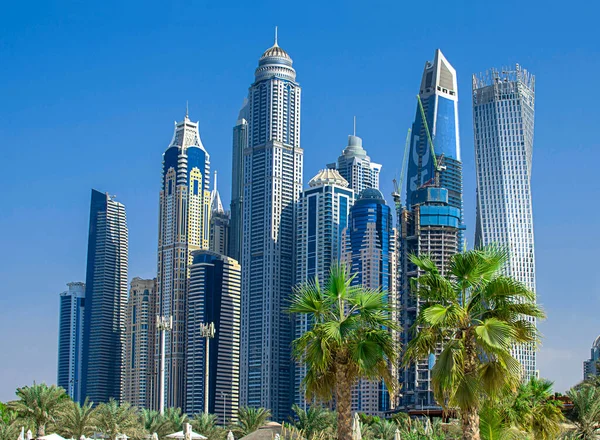 Dubai Förenade Arabemiraten Utsikt Över Dubai Marina Skyskrapor Solig Dag Stockbild
