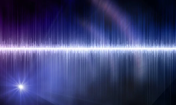 Frekvencia Soundtrack Kék Hullám Jel Spektrum Fekete Háttér — Stock Fotó