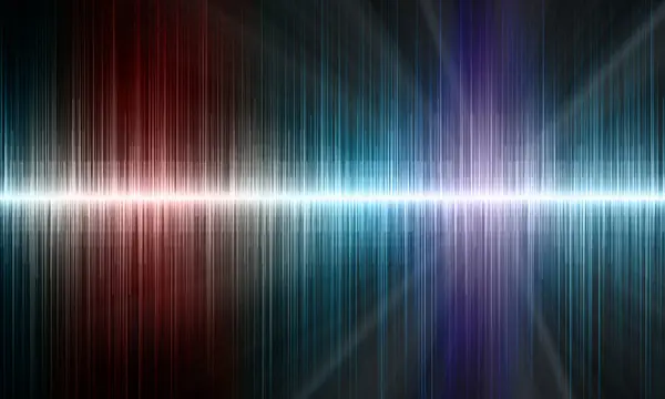 stock image Bright sound waves music background with bright color pulses on black background