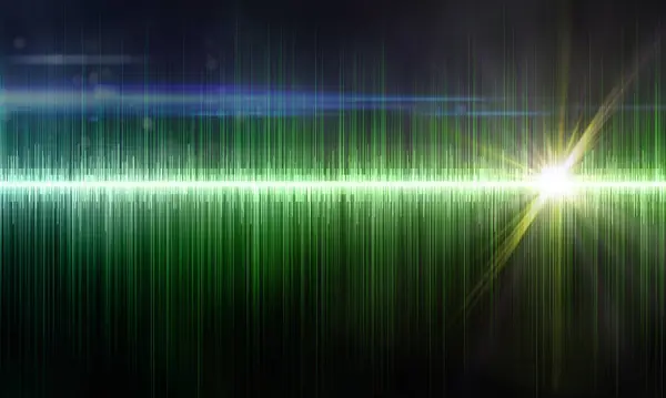 Hang Hullámok Egy Fekete Háttér Fényes Zenei Háttér Zöld Impulzusok — Stock Fotó