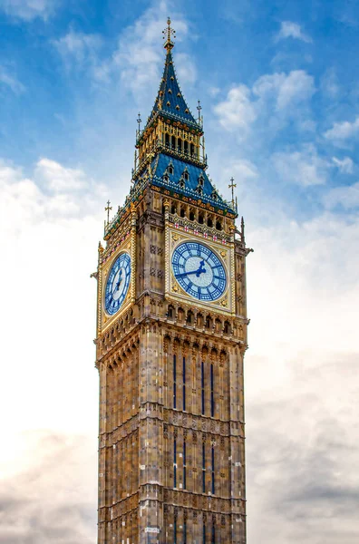 Reloj Big Ben Contra Cielo Azul Hito Londres Reino Unido — Foto de Stock