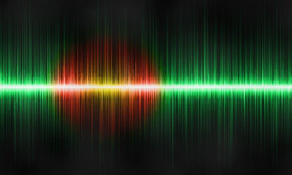 Звукові Хвилі Зелених Червоних Жовтих Кольорів Чорному Тлі — стокове фото