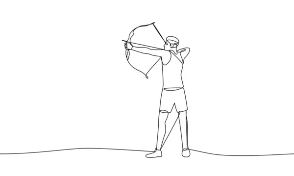 Непрерывная Линия Рисования Стрельбы Лука Конкуренция Векторная Линейная Иллюстрация Черный — стоковый вектор
