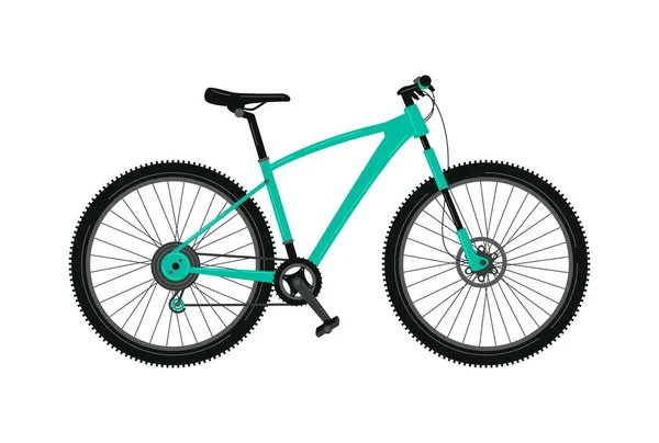 Beyaz arka planda izole edilmiş bir dağ bisikletinin vektör çizimi. Araç. Kentsel hareketlilik, bisiklet, dağ sporu hobisi, eğlence için tasarım unsuru