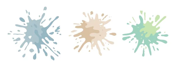Чернильное Пятно Пятно Инсульт Краска Пятно Брызги Цветные Стильные Элементы — стоковый вектор