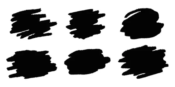 Peinture Noire Encre Traits Pinceaux Cadres Grungy Ensemble Taches Grunge — Image vectorielle