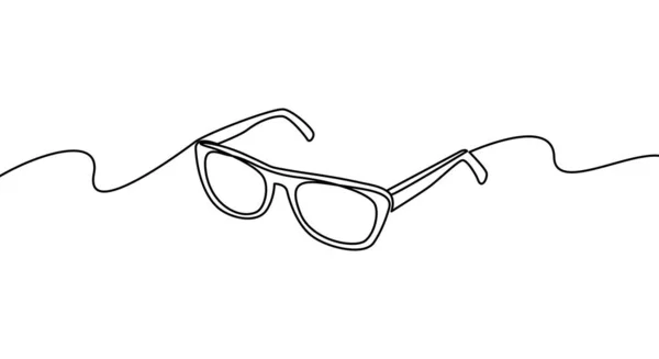 连续线条画图风格的眼镜 在白色背景下隔离的相框眼镜的简约黑色线形草图 矢量说明 — 图库矢量图片