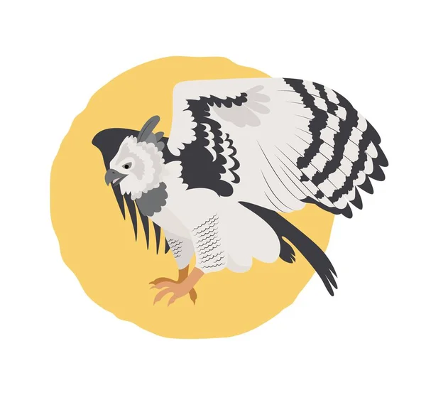 Harpuński Drapieżny Ptak Wektor Płaska Ilustracja Kreskówki Tle Żółtej Plamy — Wektor stockowy