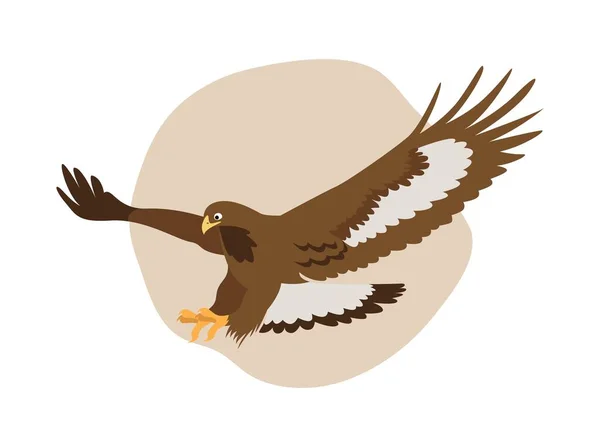 Ptak Drapieżny Złoty Orzeł Wektor Płaska Kreskówka Ilustracja Wolnoręcznym Zielonym — Wektor stockowy