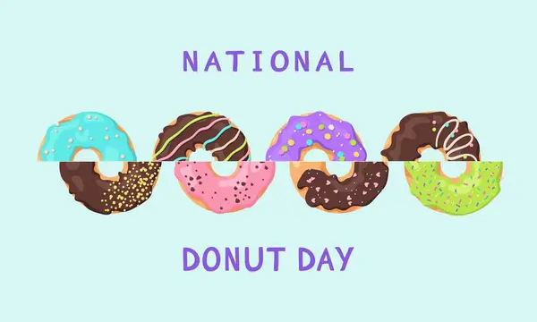 Ulusal çörek günü afişi. Lezzetli çörek çeşitleri içeren tanıtım kartı.