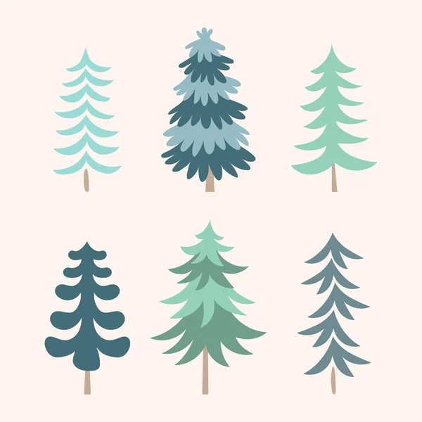Conjunto Árvores Natal — Vetor de Stock