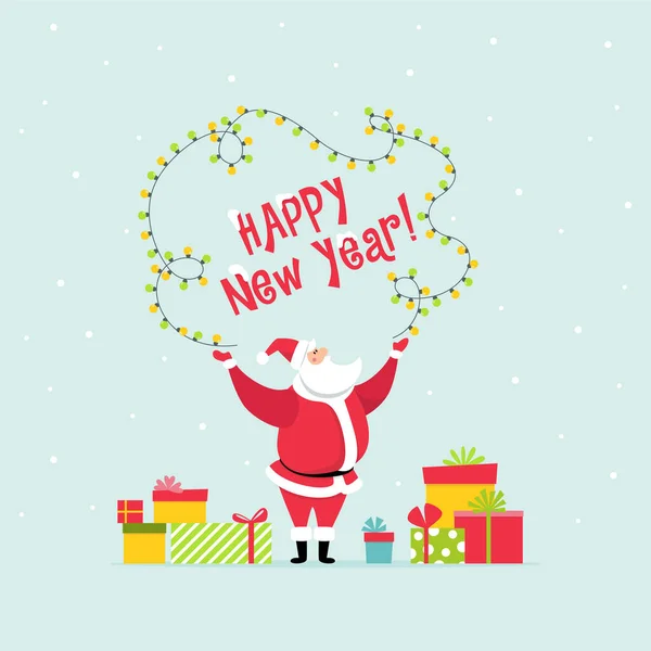 Καλή Χρονιά Την Ιδέα Της Ευχετήριας Κάρτας Αστείος Άγιος Βασίλης — Διανυσματικό Αρχείο