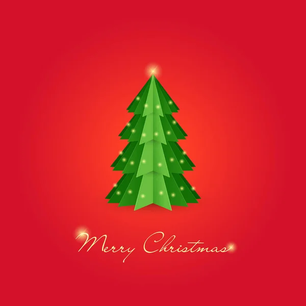 绿色折纸圣诞树 — 图库矢量图片#