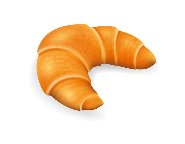 Круассан. Реалистичная векторная иллюстрация на белом фоне.