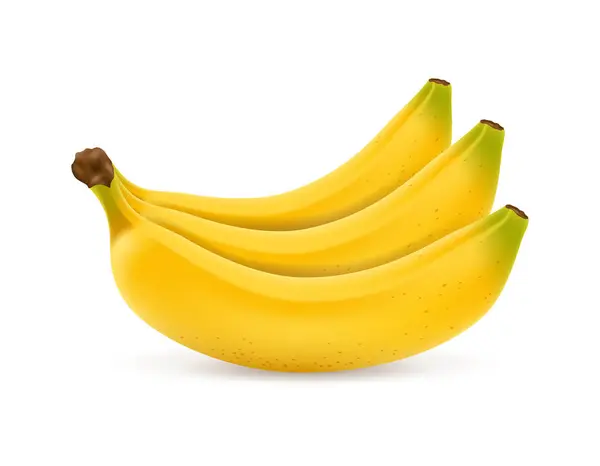 Mazzo Realistico Banane Isolate Sfondo Bianco Illustrazione Isolata Vettoriale — Vettoriale Stock