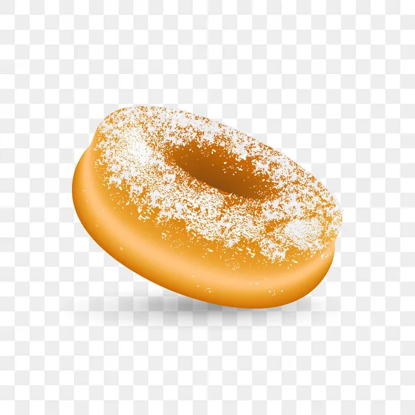 Donut Realista Con Una Pizca Azúcar Polvo Ilustración Vectorial Aislada — Vector de stock