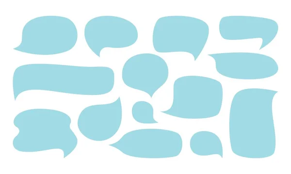 Leere Blaue Sprechblasen Chatten Reden Notieren Handgezeichnete Vektorillustration — Stockvektor