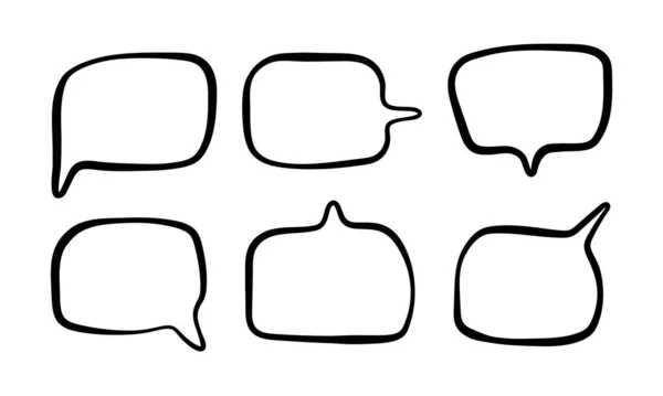 Een Set Lege Spraakbellen Vector Geïsoleerde Doodle Lineaire Hand Getekend — Stockvector