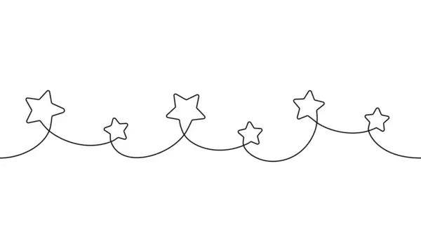 Tatil kartı için aralıksız tek sıra yıldızsız çelenk. Noel süslemeleri düzenlenebilir. Doodle vektör illüstrasyonu
