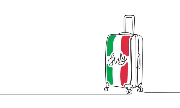 Туристичні Напрямки Італія Векторна Безперервна Лінія Валіза Сумка Концепція Подорожі Стоковий вектор