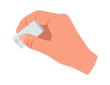 İnsan eli silgisi, düzeltiyorum. İzole vektör karikatür doğrusal karalama çizimi