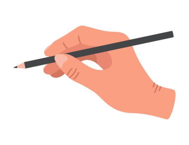 İnsan eli kalem, yazı ya da çizim. Vektör çizgi film doğrusal karalama çizimi