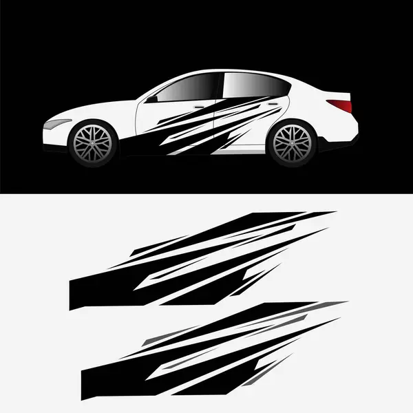 Araba ambalajlama tasarım vektörü. araba modifikasyon etiketleri.