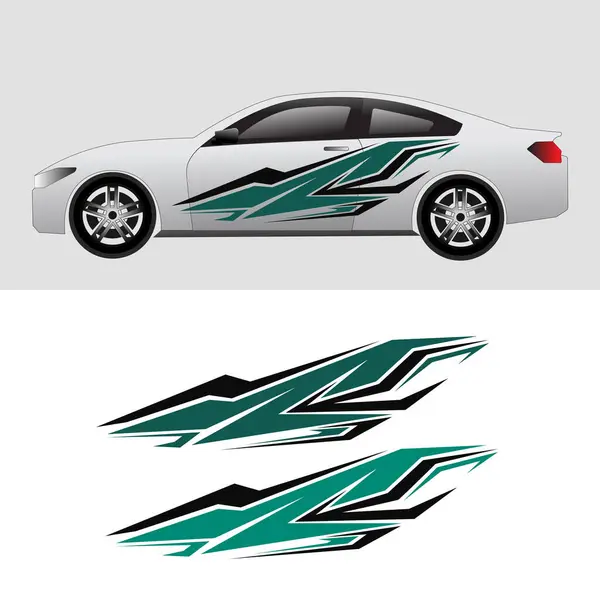 Araba ambalajı tasarım vektörü. Plastik araba çıkartması. modern araba çıkartmaları